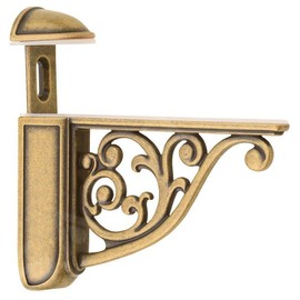 Glass Shelf Brackets 5 Inch 2PCS Heavy Duty Antique Silver Wall Bracket Baroque kitchen decorative rack shelves, Adjustable Shelf Brackets. (2,Antique Brass)