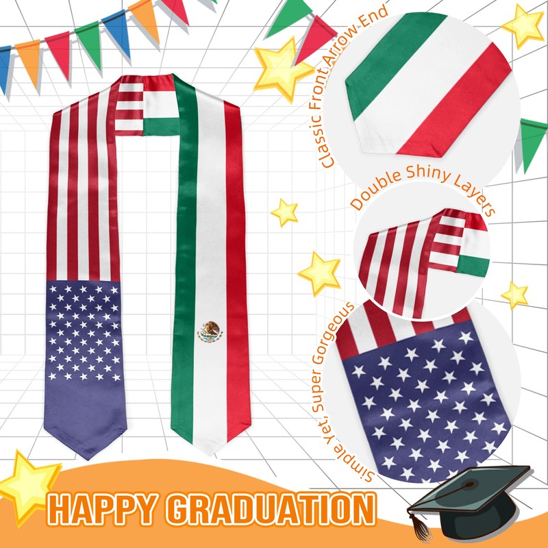 Vcmaluco Graduation Stole Sash American Guatemala Flag Graduation Stole Sash