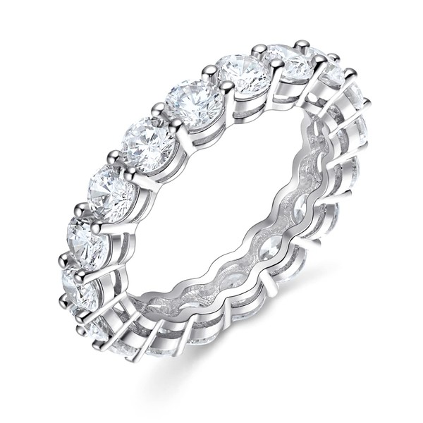 Gemsme 18K White Gold Filled Cubic Zirconia Eternity Band Ring