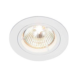 Saxby Cast Modern Recessed 50W Fixed Twist & Lock Mains 240V LED Compatible GU10 IP20 Rated Gloss White Ceiling Spot Downlight for Kitchen Bedroom Lounge etc.