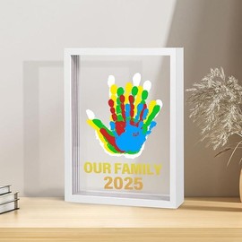 DIY art handprint frame, complete with paint and acrylic panels, creative picture frame for home decor, especially meaningful to give to family and friends. - Color: Brown