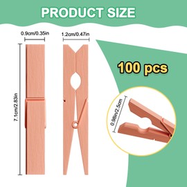 100Pcs Clothes Pins Wooden, 2.9 Inch Orange Clothespins, Colorful Clothespins for Hanging Clothes Crafts Picture Pastel Laundry Clips Cheer