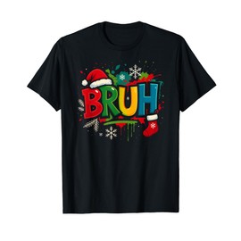 Merry Christmas Bruh Santa Hat Xmas Holidays Boys Girls Kids T-Shirt