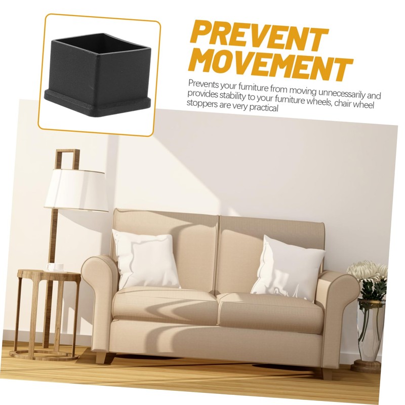 TEHAUX 12Pcs Square Chair Leg Floor Protectors Thick Non-Slip Furniture