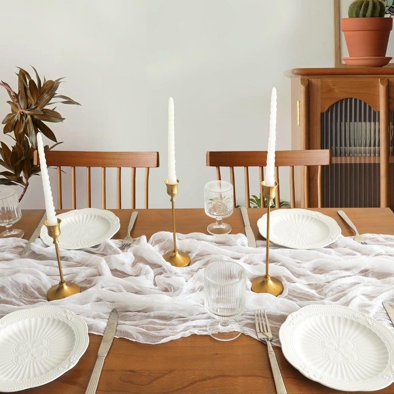 Cheesecloth Table Runner, 10FT Rustic Ivory White Table Runner 35*120inch