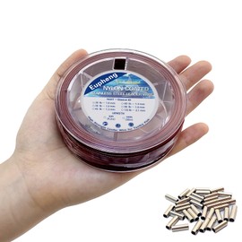 Eupheng Nylon Coated 1x7 & 7x7 Stainless Steel Leader Wire, Knottable Fishing Wire Leader Line for Saltwater, 20lb - 135lb Test in Black, Red in 30ft, 100ft Lengths, with Crimps Sleeves