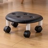 Round Low Rolling Stools Fuax Leather Universal Wheel Small Roller