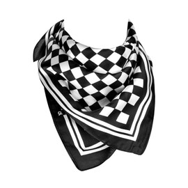 EIysee 27.5''× 27.5'' Vintage Silk Feel Square Scarf for Men, Multicolored Patterned Scarf ，Neckerchief Geometry Head Scarf(Grid - Black and White)