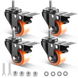 2 Inch Caster Wheels 1/2"-13x1 Threaded Stem Casters Set of 4 Heavy Duty