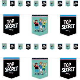 Bunting "Die Drei ??? Kids" as decoration for children's party and children's birthday party, made of paper, 350 cm long, with fastening cord, 3 question marks, garland, party chain, children