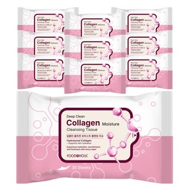 (10 pcs) Foodaholic Deep Clean Collagen Moisture Cleansing Tissues (30 sheets) / Portable Moist Deep Cleansing / (10개)푸드어홀릭 딥클린 콜라겐 모이스처 클렌징 티슈 30매 휴대용 촉촉한 딥클렌징