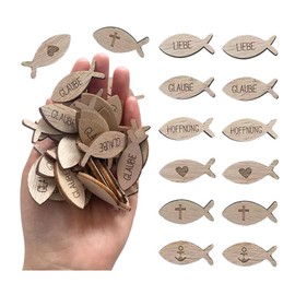 GIDWRIY 100 Stück Streudeko Fische Holz,Holzfische Deko Konfirmation,Tischdeko Taufe Junge Mädchen,Hochzeit Streudeko Kommunion Natur,Schulanfang Deko Holz Tischdekoration für Babyshowerparty