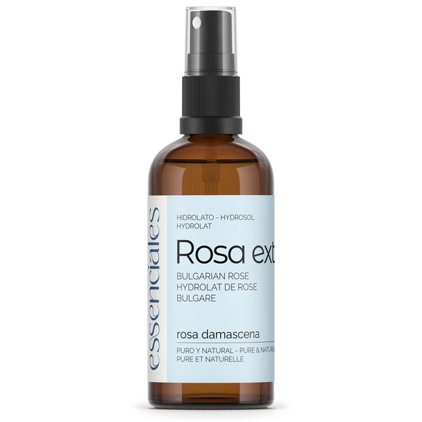 Essenciales - Water Hydrolate Rose Extra, 100% Pure and Natural, 100 ml | Hydrolato Rosa Damascus
