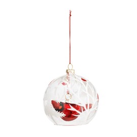 DEMDACO Dean Crouser Enclosed Cardinal Rosy Red 4 x 3.5 Glass Holiday Decorative Hanging Ornament