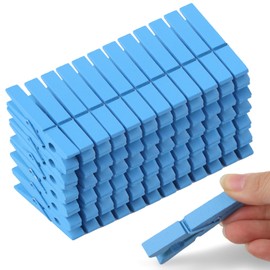 Phinus 72 Pcs Colorful Wooden Clothes Pins, 2.9 Inch Clothes Pins for Baby Shower Games, Hanging Clothes, Pictures, Photos, Classroom, Crafts, Decoration, Colorful Clothespins Heavy Duty (Blue)