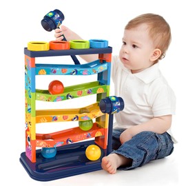 Toddlers Toys for 1 2 3 Years Old Kids, Pound A Ball Toys Included 1 Hammer & 12 Balls, Montessori Toys for 12-18 Months Baby, Interactive Game for Boys and Girls, Early Learning Educational
