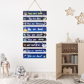 Eummy Inspirational Phrase Wall Art Themed Bedroom Decor Wooden Motivational Plaque Wall Hanging Sign with Inspirational Quotes for Nursery Bedroom Dorm Classroom Decoration 30 x 60cm(A)