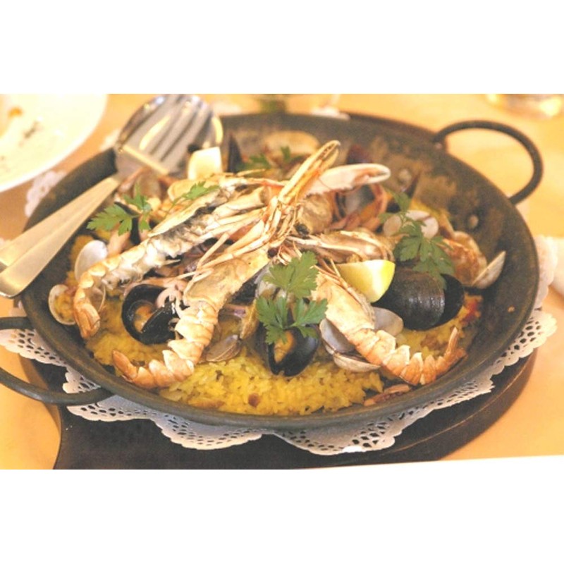 Nagao 913020 Paella Pot, Induction Compatible, Iron, Black Skin, 7.9