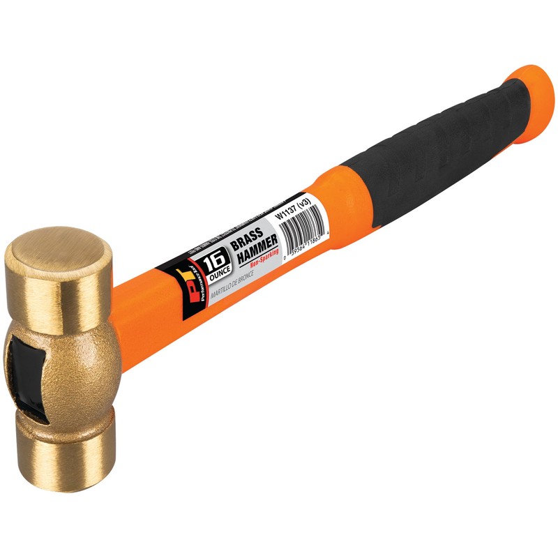 Performance Tool W1137 Solid Brass Hammer, 16 oz