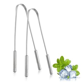 Tongue Scraper for Adults (2 Pack),Tongue Scrubber, Easy to Use, Tongue Cleaner, Reduce Bad Breath, for Oral Care & Hygiene (100% Stainless Steel)
