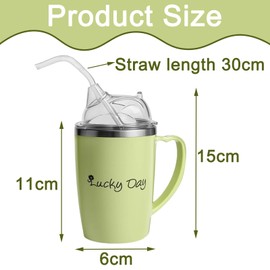 350ml Sippy Cup with Straw, Green Beakers for Elderly 3-in-1 Non Spill Cups for Elderly, Drinking Cups with Lids and Straws Suitable for The Elderlys and People with Limited Mobility