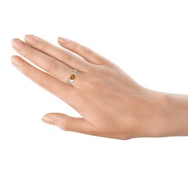 BALTICANA JEWELRY Baltic Honey Amber and Sterling Silver Greek Key Meander Ring - Adjustable