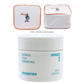 Innisfree Retinol Cica Trace Pads 60 sheets + Play Green Cosmetic Pouch (Yellow) / 이니스프리 레티놀 시카 흔적 패드 60매+플레이그린 화장품 파우치 (옐로우)