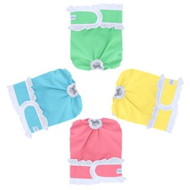 Teamoy 4 Pcs Washable Female Dog Diapers with Ruffles, Incontinence Diaper for Female Dogs, Pink + Yellow + Blue + Green, L1
