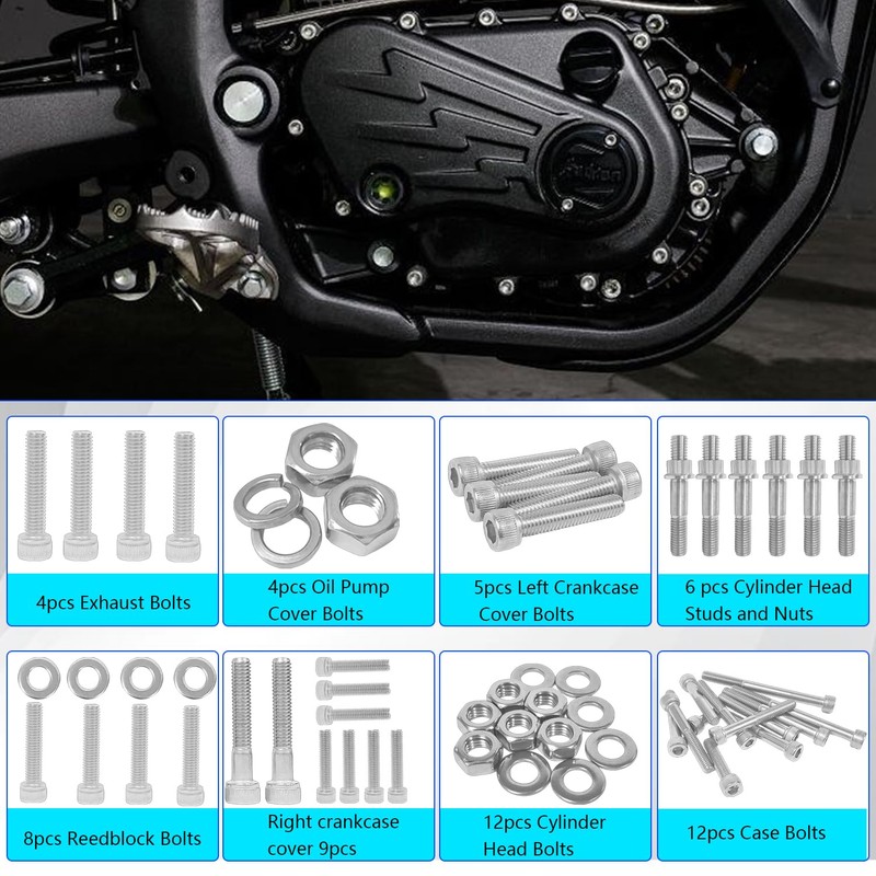 BIGLKNM Titanium Cylinder Head Studs Nuts & Engine Bolt Kit