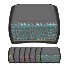 Mini Wireless Keyboard,D8 Mini Keyboard with Touchpad,Colorful Backlit Small Wireless Keyboard,Mini Handheld Remote Keyboard for PC,Raspberry Pi 4, Android TV Box,KODI,Windows 7 8 10