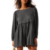 Glamaker Women's Summer Long Sleeve Tshirt Rompers Loose Button Down