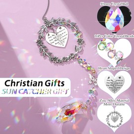 Thank You Gifts for Women Crystal Suncatcher Teacher Appreciation Gift Ornament for Coworkers Teacher Mom Nurse Friend Boss Keepsake(Christian Gift)