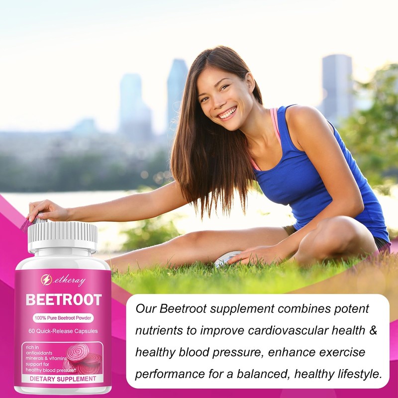 etheray Beet Root Capsules - 1300mg Organic Pure Beetroot Powder