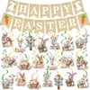 Easter Decorations Happy Easter Garland Banner with Egg Bunny Hanging