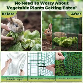 Hiboom 6 Pack Garden Plant Protectors from Animals with Stakes, Metal Mesh and Detachable Covers Wire Plant Cage for Keeping Bunny Animals Out, Chicken Wire Cover Garden Protect (11.8 * 13 in)