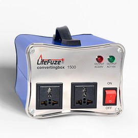 LiteFuze 1500W Voltage Converter - 110v to 220v & 220v to 110v Step-Up/Down Transformer - Dual Circuit Breaker Protection - Universal Output - Converting Box Tech - CE Certified