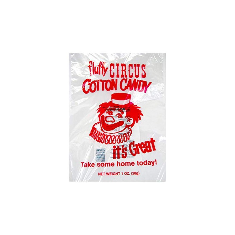 100 Red Clown Printed Candy Floss Bags