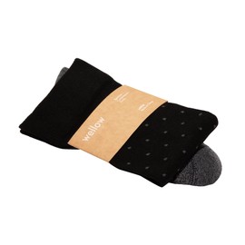 Wellow Knee High Compression Socks for Men & Women | 18-25 mmHg Made with Viscose from Bamboo | Nurses & Pregnancy Support | Relieves Swelling | Regular, SM, Black Charcoal Dot