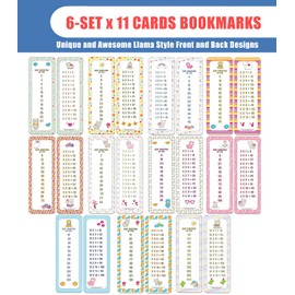 Creanoso Skip Counting Chart Bookmark Cards - Llama Theme (6-Set X 11 Cards) – Stocking Stuffers Gifts Page Clippers Corporate Giveaways