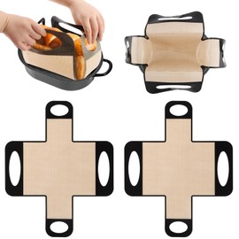 2Pcs Silicone Bread Loaf Pan Liner, Non-Stick Mat Dough Transfer Tool Easy Clean & Reusable Loaf Pan Lifters with 4 Handles Fits 9x5" or 1.5lb Loaf- Pans