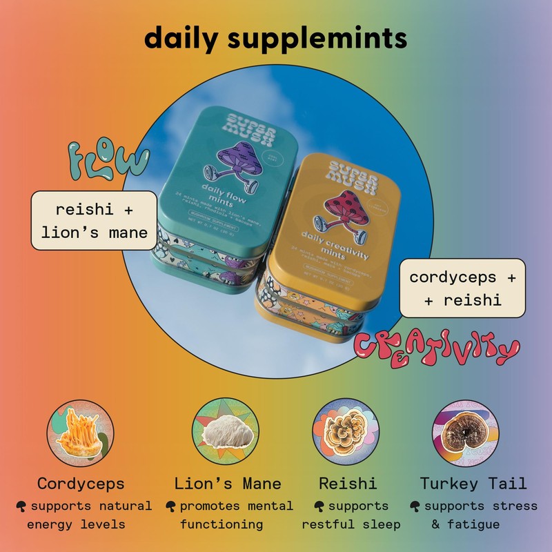 SuperMush Daily SuppleMint - 2 Flow & Focus Mints +