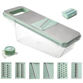 Stainless Steel Multi-Functional Vegetable Fruit Food Chopper Cutter Dicer Slicer with Extra Large Drainer Basket (Clear)