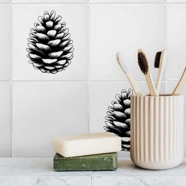 'Single Pine Cone ' 108mm Square Ceramic Tile (TD00032041)