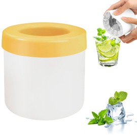 Mini Ice Maker, Silicone Cube Molds & Trays (60 Cubes), Easy-Release (Yellow-White)