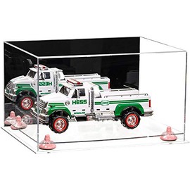 Better Display Cases Acrylic Versatile Display Case - Large Rectangle Box with Mirror Case, Clear Base and Pink Risers 15.25" x 12" x 9" (A082, V13)