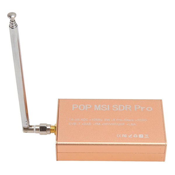 POP MSI SDR Pro Software Defined Radio, 10 kHz to 2 GHz Broadband 14 Bit Smart Software Defined Radio SDR Receiver Made of Aluminium Alloy