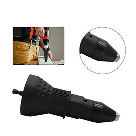 Black Electric Rivet Gun Adapter, Cordless Drill Adapter Insert Nut Tool Riveter Adaptor Kit with 4pcs Convertible Head and 2pcs Wrench