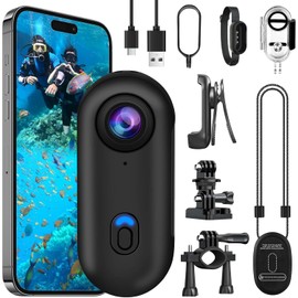 OBEST Action Camera 4K 360 Motorcycle Helmet Cam, Mini Bodycam POV Cam, Magnetic Saw Vlog Camera, Underwater 30m Waterproof WiFi Action Camera 120°Wide Angle, Multifunction Bike Body Cam