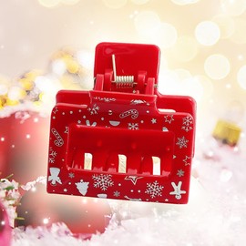 3 Packs Christmas Hair Clips Small Rectangle Hair Claw Clip Snowman Pattern Hair Jaw Clip Strong Hold Nonslip Hair Clips Xmas Hair Claws for Thin Thick (Style C)