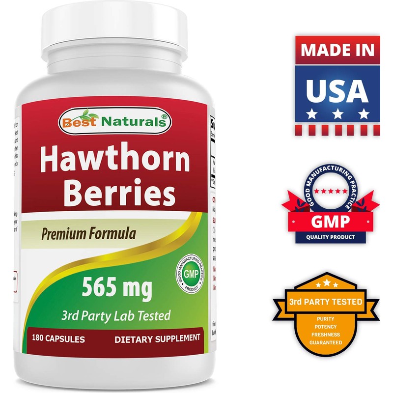 Best Naturals Hawthorn Berry 565 mg 180 Capsules (180 Count